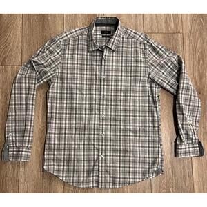 Hugo BOSS Regular Fit Grey Men's Casual Button-Up Shirt, Large
